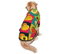 FEYUNYAN Cozy Fleece-Lined Hoodie With Hidden Leash Hole & Pocket For Medium Large Dogs, Art Style Fruit, Pet Hooded Sweatshirt, Winter Dog Clothes For Outdoor Walks