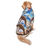 FEYUNYAN Cozy Fleece-Lined Hoodie With Hidden Leash Hole & Pocket For Medium Large Dogs, Beach Flying Seagull, Pet Hooded Sweatshirt, Winter Dog Clothes For Outdoor Walks