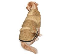 FEYUNYAN Cozy Fleece-Lined Hoodie With Hidden Leash Hole & Pocket For Medium Large Dogs, Beach Shell Sand, Pet Hooded Sweatshirt, Winter Dog Clothes For Outdoor Walks