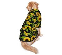 FEYUNYAN Cozy Fleece-Lined Hoodie With Hidden Leash Hole & Pocket For Medium Large Dogs, Beautiful Sunflower, Pet Hooded Sweatshirt, Winter Dog Clothes For Outdoor Walks