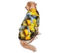 FEYUNYAN Cozy Fleece-Lined Hoodie With Hidden Leash Hole & Pocket For Medium Large Dogs, Beautiful Sunflower, Pet Hooded Sweatshirt, Winter Dog Clothes For Outdoor Walks