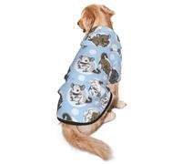 FEYUNYAN Cozy Fleece-Lined Hoodie With Hidden Leash Hole & Pocket For Medium Large Dogs, Blue Chinchillas Moon, Pet Hooded Sweatshirt, Winter Dog Clothes For Outdoor Walks