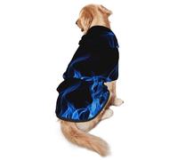 FEYUNYAN Cozy Fleece-Lined Hoodie With Hidden Leash Hole & Pocket For Medium Large Dogs, Blue Flame, Pet Hooded Sweatshirt, Winter Dog Clothes For Outdoor Walks