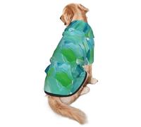 FEYUNYAN Cozy Fleece-Lined Hoodie With Hidden Leash Hole & Pocket For Medium Large Dogs, Blue Oil Paint Texture, Pet Hooded Sweatshirt, Winter Dog Clothes For Outdoor Walks