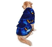FEYUNYAN Cozy Fleece-Lined Hoodie With Hidden Leash Hole & Pocket For Medium Large Dogs, Blue Owl, Pet Hooded Sweatshirt, Winter Dog Clothes For Outdoor Walks