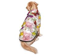 FEYUNYAN Cozy Fleece-Lined Hoodie With Hidden Leash Hole & Pocket For Medium Large Dogs, Butterfly, Pet Hooded Sweatshirt, Winter Dog Clothes For Outdoor Walks
