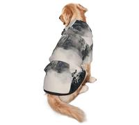 FEYUNYAN Cozy Fleece-Lined Hoodie With Hidden Leash Hole & Pocket For Medium Large Dogs, Canadian Mountain Cliff, Pet Hooded Sweatshirt, Winter Dog Clothes For Outdoor Walks