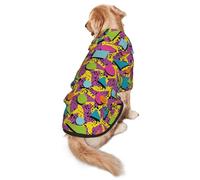 FEYUNYAN Cozy Fleece-Lined Hoodie With Hidden Leash Hole & Pocket For Medium Large Dogs, Colored Memphis, Pet Hooded Sweatshirt, Winter Dog Clothes For Outdoor Walks