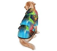 FEYUNYAN Cozy Fleece-Lined Hoodie With Hidden Leash Hole & Pocket For Medium Large Dogs, Colorful Trees Lake, Pet Hooded Sweatshirt, Winter Dog Clothes For Outdoor Walks
