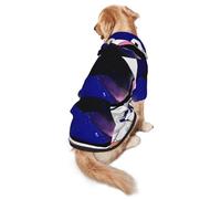 FEYUNYAN Cozy Fleece-Lined Hoodie With Hidden Leash Hole & Pocket For Medium Large Dogs, Cool Man In Galaxy, Pet Hooded Sweatshirt, Winter Dog Clothes For Outdoor Walks
