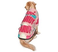 FEYUNYAN Cozy Fleece-Lined Hoodie With Hidden Leash Hole & Pocket For Medium Large Dogs, Cotton Candy, Pet Hooded Sweatshirt, Winter Dog Clothes For Outdoor Walks