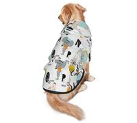 FEYUNYAN Cozy Fleece-Lined Hoodie With Hidden Leash Hole & Pocket For Medium Large Dogs, Cute Cartoon Animal Alphabet, Pet Hooded Sweatshirt, Winter Dog Clothes For Outdoor Walks