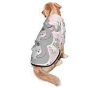 FEYUNYAN Cozy Fleece-Lined Hoodie With Hidden Leash Hole & Pocket For Medium Large Dogs, Cute Koala Mom, Pet Hooded Sweatshirt, Winter Dog Clothes For Outdoor Walks