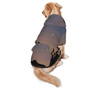 FEYUNYAN Cozy Fleece-Lined Hoodie With Hidden Leash Hole & Pocket For Medium Large Dogs, Deer Mountain Pine Tree, Pet Hooded Sweatshirt, Winter Dog Clothes For Outdoor Walks