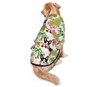 FEYUNYAN Cozy Fleece-Lined Hoodie With Hidden Leash Hole & Pocket For Medium Large Dogs, Dog Tropical Pineapple, Pet Hooded Sweatshirt, Winter Dog Clothes For Outdoor Walks