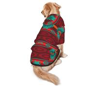 FEYUNYAN Cozy Fleece-Lined Hoodie With Hidden Leash Hole & Pocket For Medium Large Dogs, Ethnic Geometric Pattern, Pet Hooded Sweatshirt, Winter Dog Clothes For Outdoor Walks