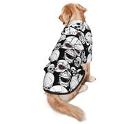 FEYUNYAN Cozy Fleece-Lined Hoodie With Hidden Leash Hole & Pocket For Medium Large Dogs, Evil Skull, Pet Hooded Sweatshirt, Winter Dog Clothes For Outdoor Walks