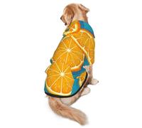 FEYUNYAN Cozy Fleece-Lined Hoodie With Hidden Leash Hole & Pocket For Medium Large Dogs, Fresh Orange Fruit, Pet Hooded Sweatshirt, Winter Dog Clothes For Outdoor Walks
