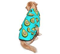 FEYUNYAN Cozy Fleece-Lined Hoodie With Hidden Leash Hole & Pocket For Medium Large Dogs, Fresh Tropical Fruit Avocado, Pet Hooded Sweatshirt, Winter Dog Clothes For Outdoor Walks