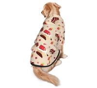 FEYUNYAN Cozy Fleece-Lined Hoodie With Hidden Leash Hole & Pocket For Medium Large Dogs, Fruit Cakes, Pet Hooded Sweatshirt, Winter Dog Clothes For Outdoor Walks