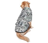 FEYUNYAN Cozy Fleece-Lined Hoodie With Hidden Leash Hole & Pocket For Medium Large Dogs, Funny Dollar Money, Pet Hooded Sweatshirt, Winter Dog Clothes For Outdoor Walks