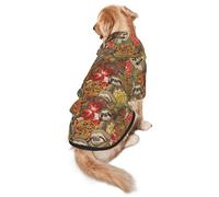 FEYUNYAN Cozy Fleece-Lined Hoodie With Hidden Leash Hole & Pocket For Medium Large Dogs, Funny Sloths, Pet Hooded Sweatshirt, Winter Dog Clothes For Outdoor Walks