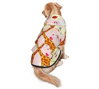 FEYUNYAN Cozy Fleece-Lined Hoodie With Hidden Leash Hole & Pocket For Medium Large Dogs, Giraffe Flower Butterfly, Pet Hooded Sweatshirt, Winter Dog Clothes For Outdoor Walks