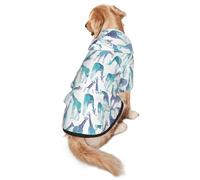 FEYUNYAN Cozy Fleece-Lined Hoodie With Hidden Leash Hole & Pocket For Medium Large Dogs, Giraffe Pattern, Pet Hooded Sweatshirt, Winter Dog Clothes For Outdoor Walks