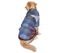 FEYUNYAN Cozy Fleece-Lined Hoodie With Hidden Leash Hole & Pocket For Medium Large Dogs, Grand Canyon, Pet Hooded Sweatshirt, Winter Dog Clothes For Outdoor Walks