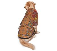 FEYUNYAN Cozy Fleece-Lined Hoodie With Hidden Leash Hole & Pocket For Medium Large Dogs, Group Of Moroccan Geometric, Pet Hooded Sweatshirt, Winter Dog Clothes For Outdoor Walks