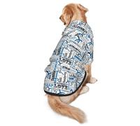 FEYUNYAN Cozy Fleece-Lined Hoodie With Hidden Leash Hole & Pocket For Medium Large Dogs, Gymnastics Blue, Pet Hooded Sweatshirt, Winter Dog Clothes For Outdoor Walks