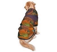 FEYUNYAN Cozy Fleece-Lined Hoodie With Hidden Leash Hole & Pocket For Medium Large Dogs, Happy-Halloween, Pet Hooded Sweatshirt, Winter Dog Clothes For Outdoor Walks