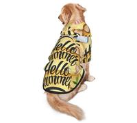 FEYUNYAN Cozy Fleece-Lined Hoodie With Hidden Leash Hole & Pocket For Medium Large Dogs, Hello Summer, Pet Hooded Sweatshirt, Winter Dog Clothes For Outdoor Walks