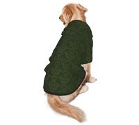 FEYUNYAN Cozy Fleece-Lined Hoodie With Hidden Leash Hole & Pocket For Medium Large Dogs, Hunter Green Floral Petals, Pet Hooded Sweatshirt, Winter Dog Clothes For Outdoor Walks