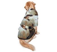 FEYUNYAN Cozy Fleece-Lined Hoodie With Hidden Leash Hole & Pocket For Medium Large Dogs, Hunting Flying Wild, Pet Hooded Sweatshirt, Winter Dog Clothes For Outdoor Walks
