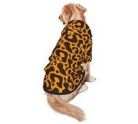 FEYUNYAN Cozy Fleece-Lined Hoodie With Hidden Leash Hole & Pocket For Medium Large Dogs, Leopard Pattern, Pet Hooded Sweatshirt, Winter Dog Clothes For Outdoor Walks