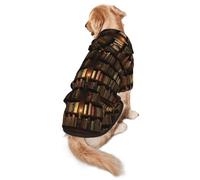 FEYUNYAN Cozy Fleece-Lined Hoodie With Hidden Leash Hole & Pocket For Medium Large Dogs, Library Bookshelf Book, Pet Hooded Sweatshirt, Winter Dog Clothes For Outdoor Walks