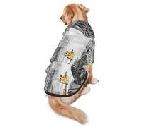 FEYUNYAN Cozy Fleece-Lined Hoodie With Hidden Leash Hole & Pocket For Medium Large Dogs, Love From New York, Pet Hooded Sweatshirt, Winter Dog Clothes For Outdoor Walks