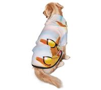 FEYUNYAN Cozy Fleece-Lined Hoodie With Hidden Leash Hole & Pocket For Medium Large Dogs, Lovely Starfishes Glasses Beach, Pet Hooded Sweatshirt, Winter Dog Clothes For Outdoor Walks