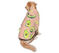 FEYUNYAN Cozy Fleece-Lined Hoodie With Hidden Leash Hole & Pocket For Medium Large Dogs, Many Avocado Images, Pet Hooded Sweatshirt, Winter Dog Clothes For Outdoor Walks