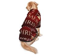 FEYUNYAN Cozy Fleece-Lined Hoodie With Hidden Leash Hole & Pocket For Medium Large Dogs, Merry Christmas, Pet Hooded Sweatshirt, Winter Dog Clothes For Outdoor Walks