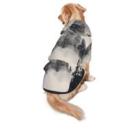 FEYUNYAN Cozy Fleece-Lined Hoodie With Hidden Leash Hole & Pocket For Medium Large Dogs, Mountain Cliff, Pet Hooded Sweatshirt, Winter Dog Clothes For Outdoor Walks