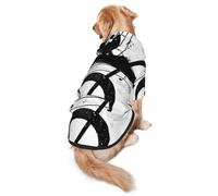 FEYUNYAN Cozy Fleece-Lined Hoodie With Hidden Leash Hole & Pocket For Medium Large Dogs, Music Note, Pet Hooded Sweatshirt, Winter Dog Clothes For Outdoor Walks