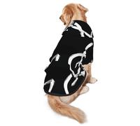 FEYUNYAN Cozy Fleece-Lined Hoodie With Hidden Leash Hole & Pocket For Medium Large Dogs, Music Notes, Pet Hooded Sweatshirt, Winter Dog Clothes For Outdoor Walks
