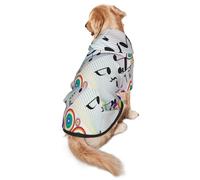 FEYUNYAN Cozy Fleece-Lined Hoodie With Hidden Leash Hole & Pocket For Medium Large Dogs, Music Notes Rainbow Colored, Pet Hooded Sweatshirt, Winter Dog Clothes For Outdoor Walks