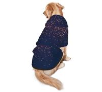 FEYUNYAN Cozy Fleece-Lined Hoodie With Hidden Leash Hole & Pocket For Medium Large Dogs, Navy Blue Sky Stars, Pet Hooded Sweatshirt, Winter Dog Clothes For Outdoor Walks