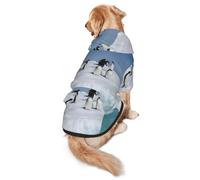 FEYUNYAN Cozy Fleece-Lined Hoodie With Hidden Leash Hole & Pocket For Medium Large Dogs, Penguin, Pet Hooded Sweatshirt, Winter Dog Clothes For Outdoor Walks