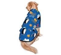 FEYUNYAN Cozy Fleece-Lined Hoodie With Hidden Leash Hole & Pocket For Medium Large Dogs, Penguin Turtle, Pet Hooded Sweatshirt, Winter Dog Clothes For Outdoor Walks
