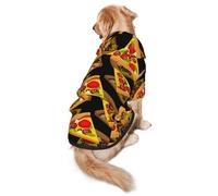 FEYUNYAN Cozy Fleece-Lined Hoodie With Hidden Leash Hole & Pocket For Medium Large Dogs, Pizza 3d, Pet Hooded Sweatshirt, Winter Dog Clothes For Outdoor Walks