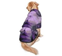 FEYUNYAN Cozy Fleece-Lined Hoodie With Hidden Leash Hole & Pocket For Medium Large Dogs, Purple Butterfly, Pet Hooded Sweatshirt, Winter Dog Clothes For Outdoor Walks